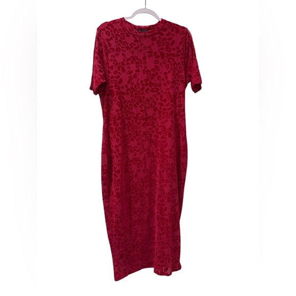 Nina Parker plus Sz 1X bodycon Midi Dress, Leopard Print, mean girls pink, fetch - Picture 1 of 11